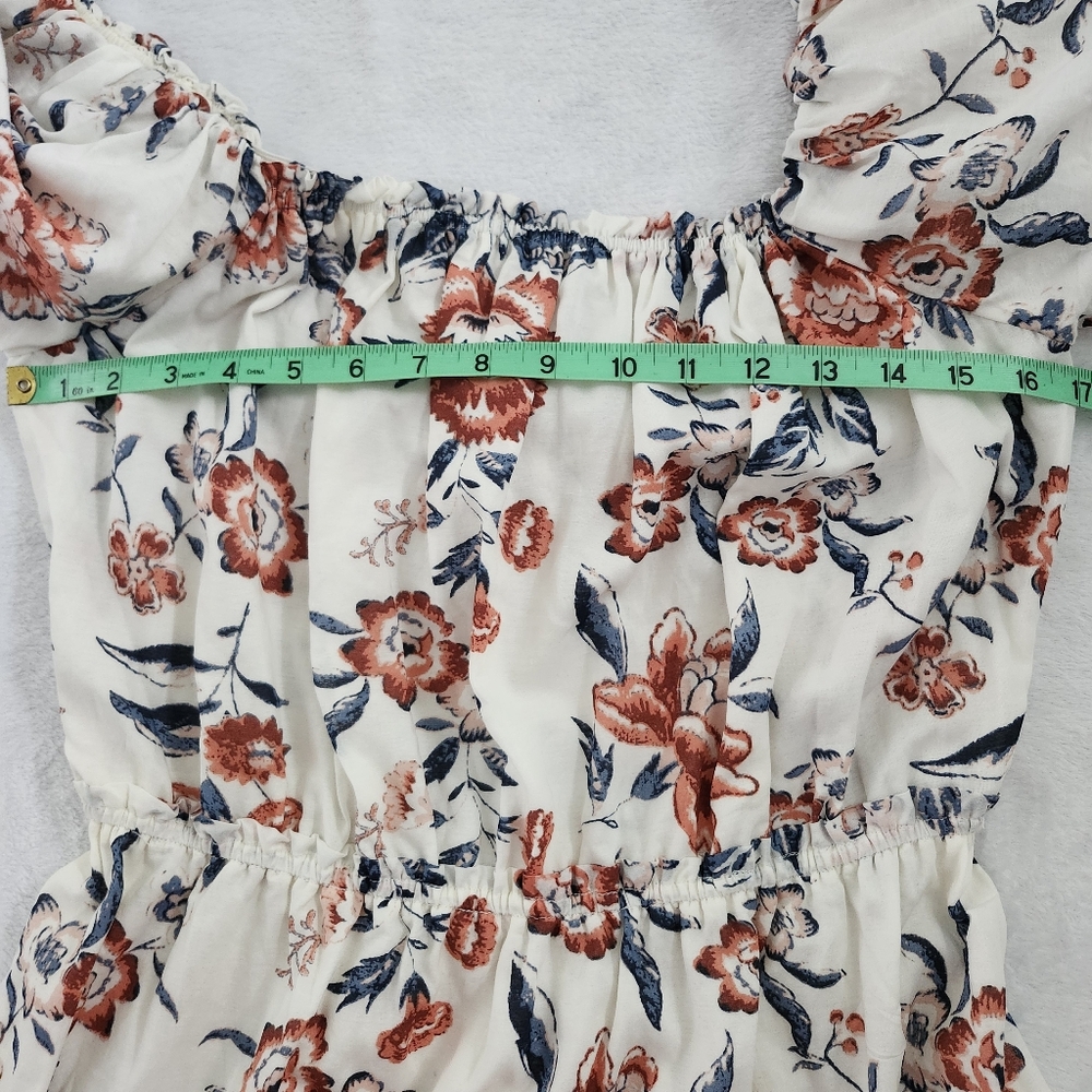 LUCKY BRAND Floral Off Shoulder Mini Dress Puff Sleeve‎ Lined Boho Chic Medium - Picture 10 of 12